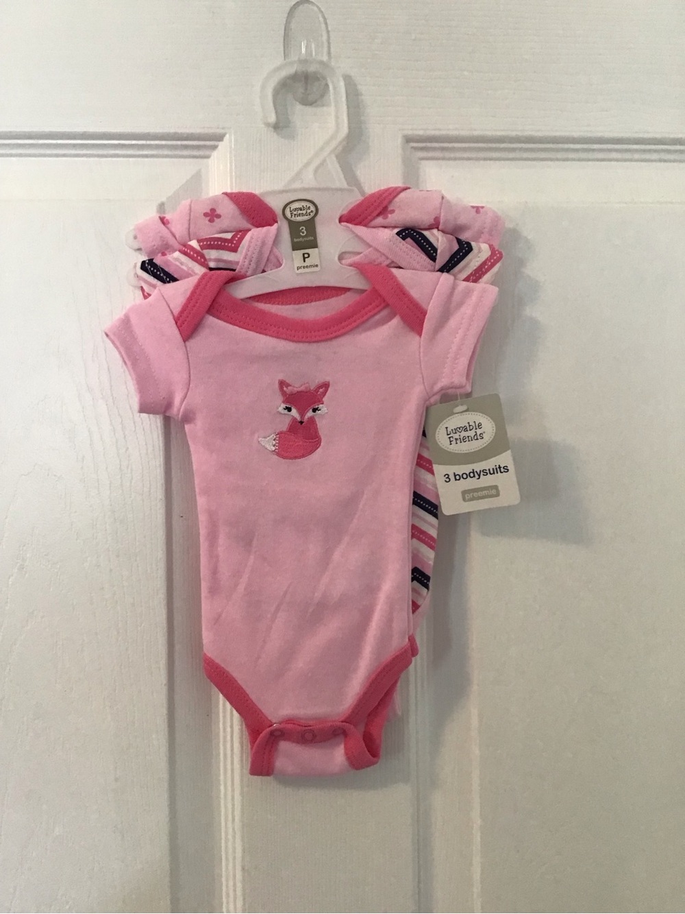 NWT! Luvable Friends Pink Fox Short-Sleeve Bodysuit Set